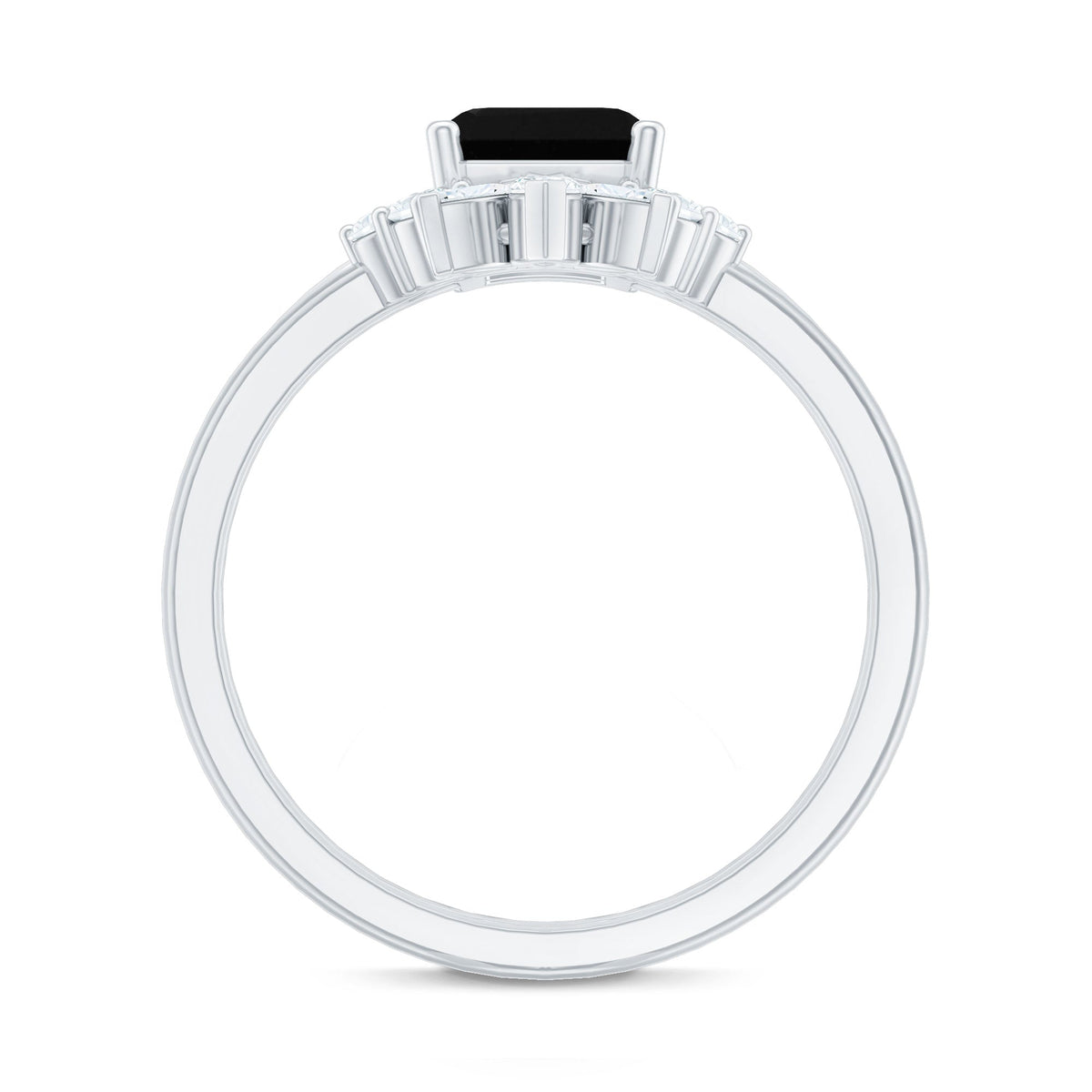 Lab Created Black Diamond Solitaire Wedding Ring Set with Diamond