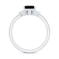 Lab Created Black Diamond Solitaire Wedding Ring Set with Diamond