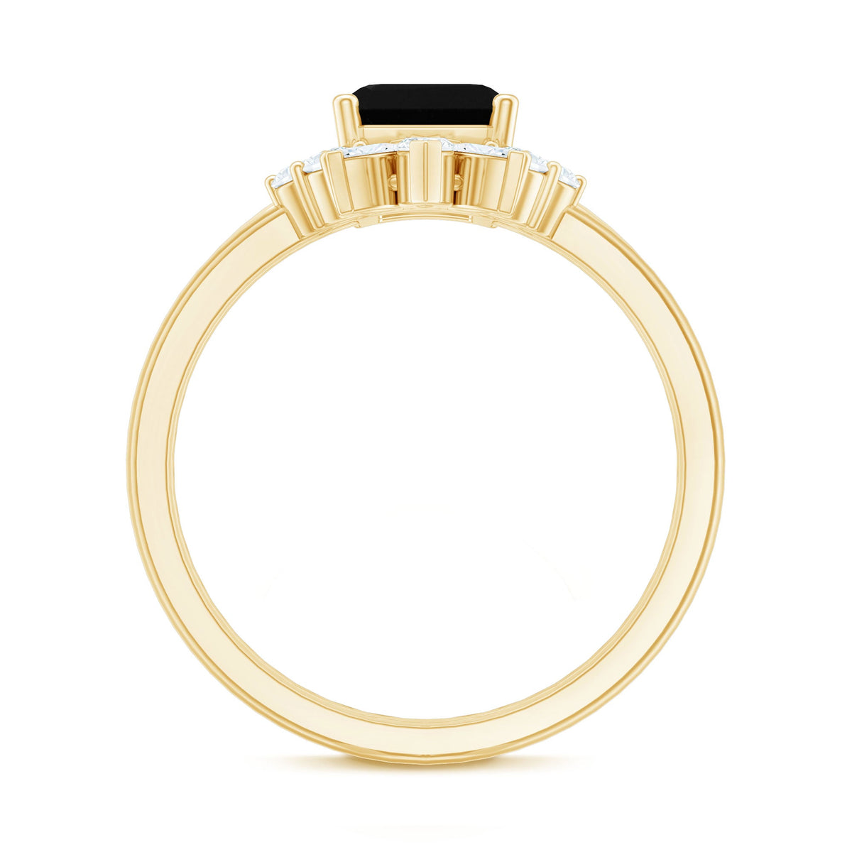 Lab Created Black Diamond Solitaire Wedding Ring Set with Diamond