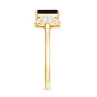 1.6 Carat Lab Grown Black Diamond Emerald Cut Engagement Ring with White Diamond Bow