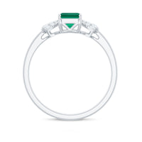 Designer Lab Grown Emerald Cut Emerald Engagement Ring with Bow Diamond