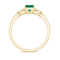 Designer Lab Grown Emerald Cut Emerald Engagement Ring with Bow Diamond
