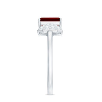 Certified 2.2 Carat Lab Grown Ruby Emerald Cut Engagement Ring with Diamond