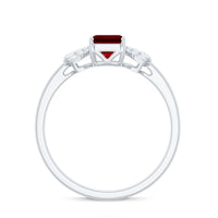Certified 2.2 Carat Lab Grown Ruby Emerald Cut Engagement Ring with Diamond