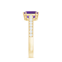 Real 3 Carat Amethyst Asscher Cut Engagement Ring with Diamond