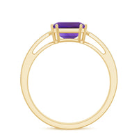 Real 3 Carat Amethyst Asscher Cut Engagement Ring with Diamond
