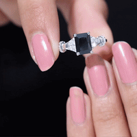 Emerald Cut Black Onyx Engagement Ring with Diamond