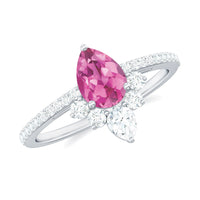 Pear Shape Pink Tourmaline Engagement Ring with Diamond