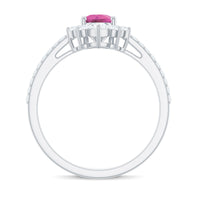 Pear Shape Pink Tourmaline Engagement Ring with Diamond