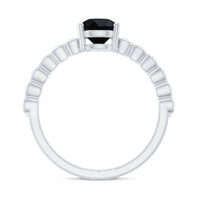 Pear Shape Black Onyx Solitaire Promise Ring with Diamond