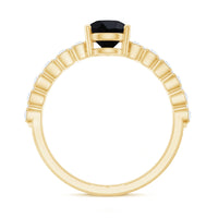 Pear Shape Black Onyx Solitaire Promise Ring with Diamond