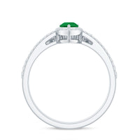 Natural Emerald Diamond Pear Shaped Engagement Wedding Ring Set of 2
