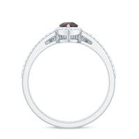 Natural 5X7mm Pear Shape Garnet Diamond Wedding Engagement Ring Set