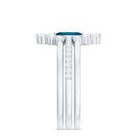 Marquise London Blue Topaz Bridal Ring Set with 2 Diamond Ring Guards
