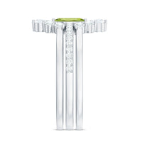 Marquise Cut Peridot Solitaire Trio Ring Set with Moissanite