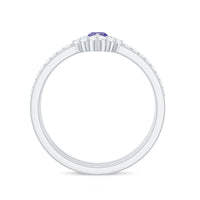 Marquise Cut Tanzanite Solitaire Ring Set with Diamond