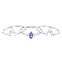 Marquise Cut Tanzanite Solitaire Ring Set with Diamond
