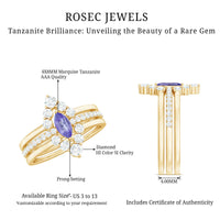 Marquise Cut Tanzanite Solitaire Ring Set with Diamond