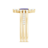 Marquise Cut Tanzanite Solitaire Ring Set with Diamond