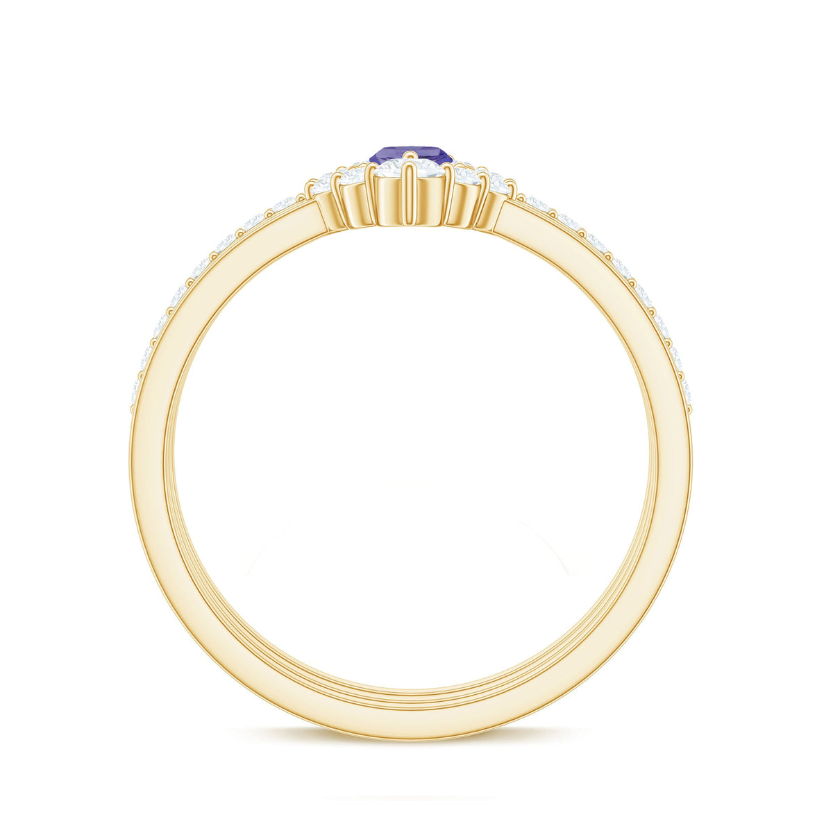 Marquise Cut Tanzanite Solitaire Ring Set with Diamond