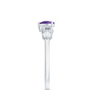 Natural 0.9 Carat Amethyst Heart Promise Ring with Diamond