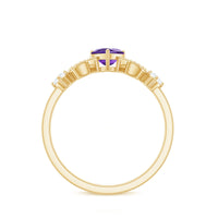 Natural 0.9 Carat Amethyst Heart Promise Ring with Diamond