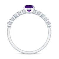 1 Carat Real Amethyst Oval Engagement Ring with Diamond