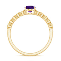 1 Carat Real Amethyst Oval Engagement Ring with Diamond