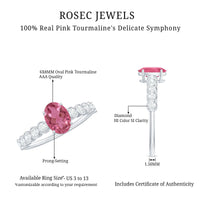 1.5 CT Oval Pink Tourmaline Solitaire Engagement Ring with Diamond