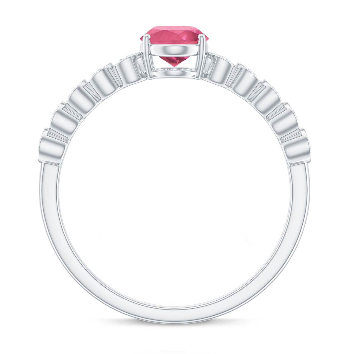 1.5 CT Oval Pink Tourmaline Solitaire Engagement Ring with Diamond