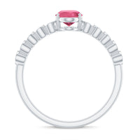 1.5 CT Oval Pink Tourmaline Solitaire Engagement Ring with Diamond