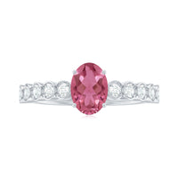 1.5 CT Oval Pink Tourmaline Solitaire Engagement Ring with Diamond