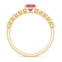 1.5 CT Oval Pink Tourmaline Solitaire Engagement Ring with Diamond