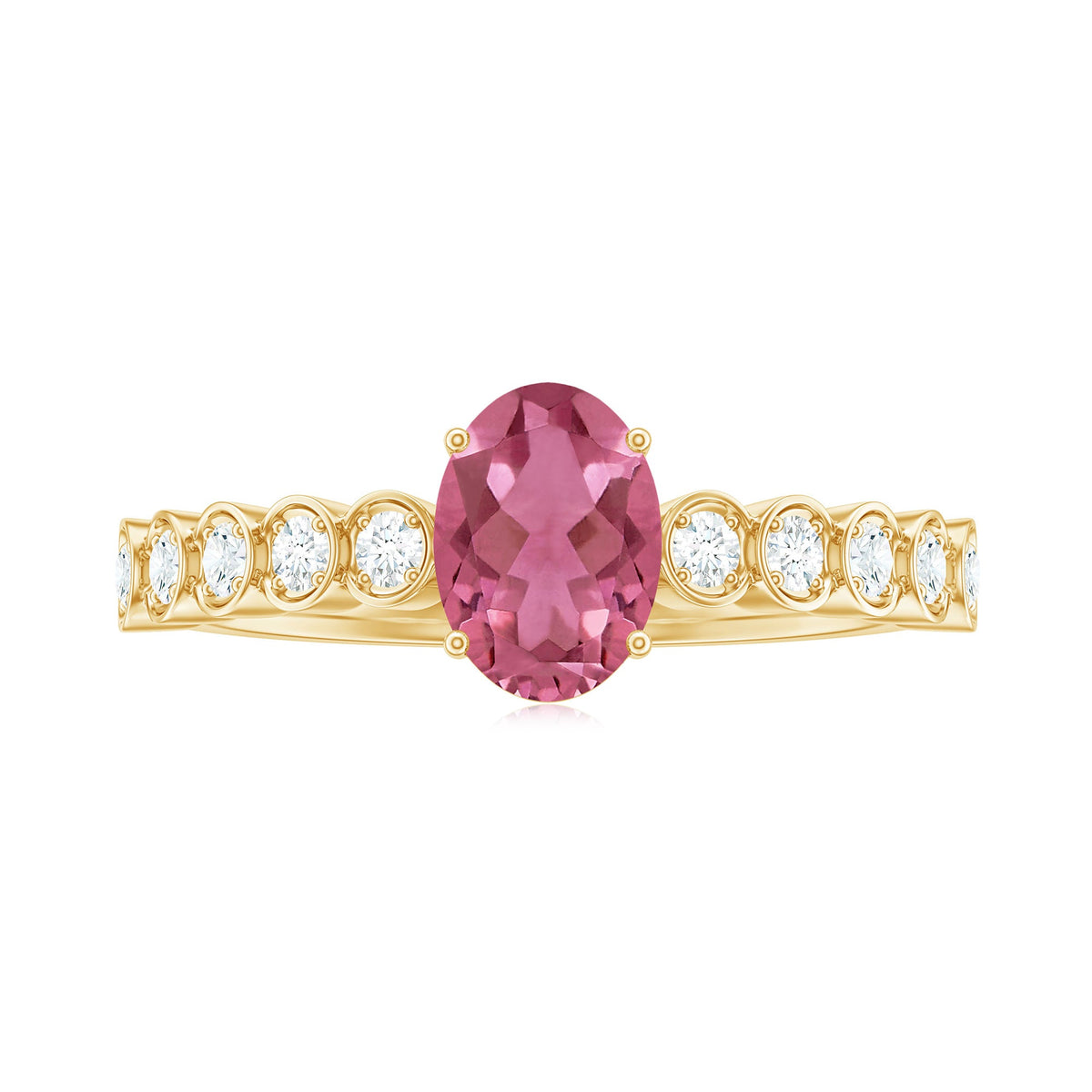 1.5 CT Oval Pink Tourmaline Solitaire Engagement Ring with Diamond