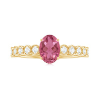 1.5 CT Oval Pink Tourmaline Solitaire Engagement Ring with Diamond