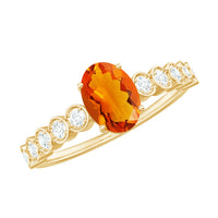 1 CT Oval Fire Opal Solitaire Engagement Ring with Diamond