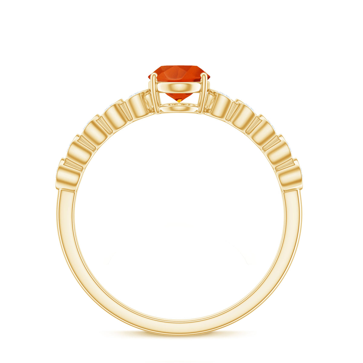 1 CT Oval Fire Opal Solitaire Engagement Ring with Diamond