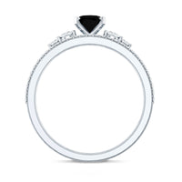 Certified Oval Lab Grown Black and White Diamond Wedding Engagement Ring Set