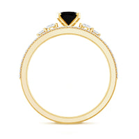 Certified Oval Lab Grown Black and White Diamond Wedding Engagement Ring Set