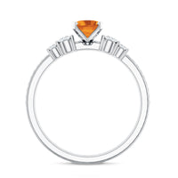 Natural Oval Citrine Diamond Wedding Bridal Ring Set of 2