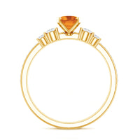 Natural Oval Citrine Diamond Wedding Bridal Ring Set of 2