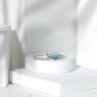 1 Carat Oval Shape Aquamarine Wedding Ring Set with Diamond