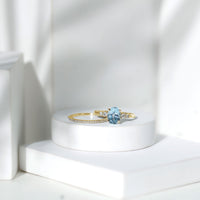 1 Carat Oval Shape Aquamarine Wedding Ring Set with Diamond