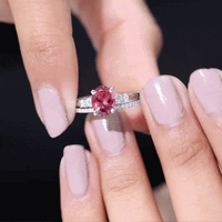 Oval Pink tourmaline Ring with Diamond Wedding Band
