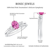 Oval Pink tourmaline Ring with Diamond Wedding Band