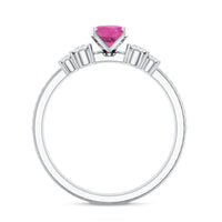 Oval Pink tourmaline Ring with Diamond Wedding Band