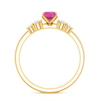 Oval Pink tourmaline Ring with Diamond Wedding Band