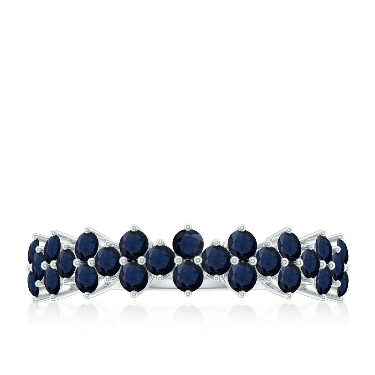 Natural Blue Sapphire Half Eternity Anniversary Ring
