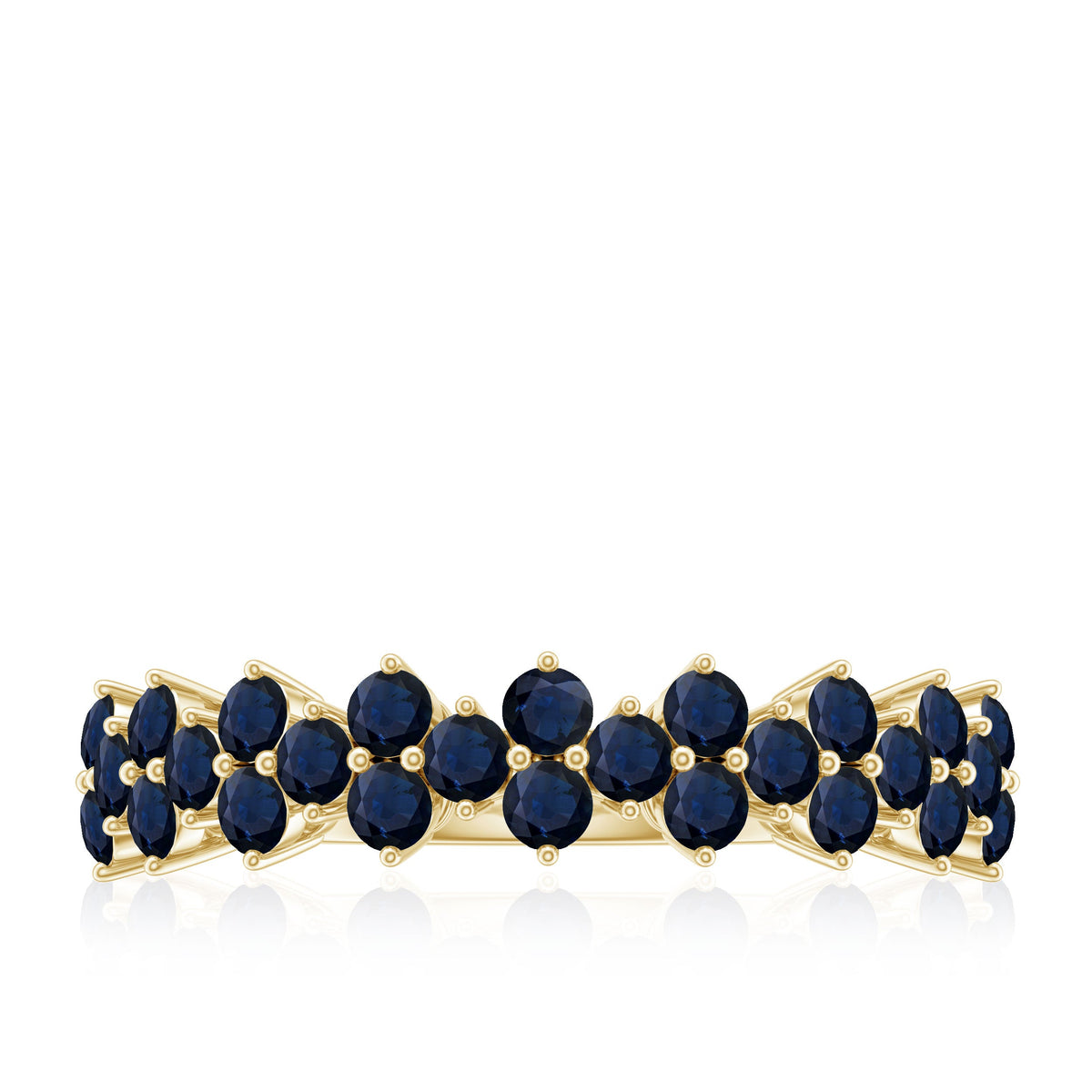 Natural Blue Sapphire Half Eternity Anniversary Ring