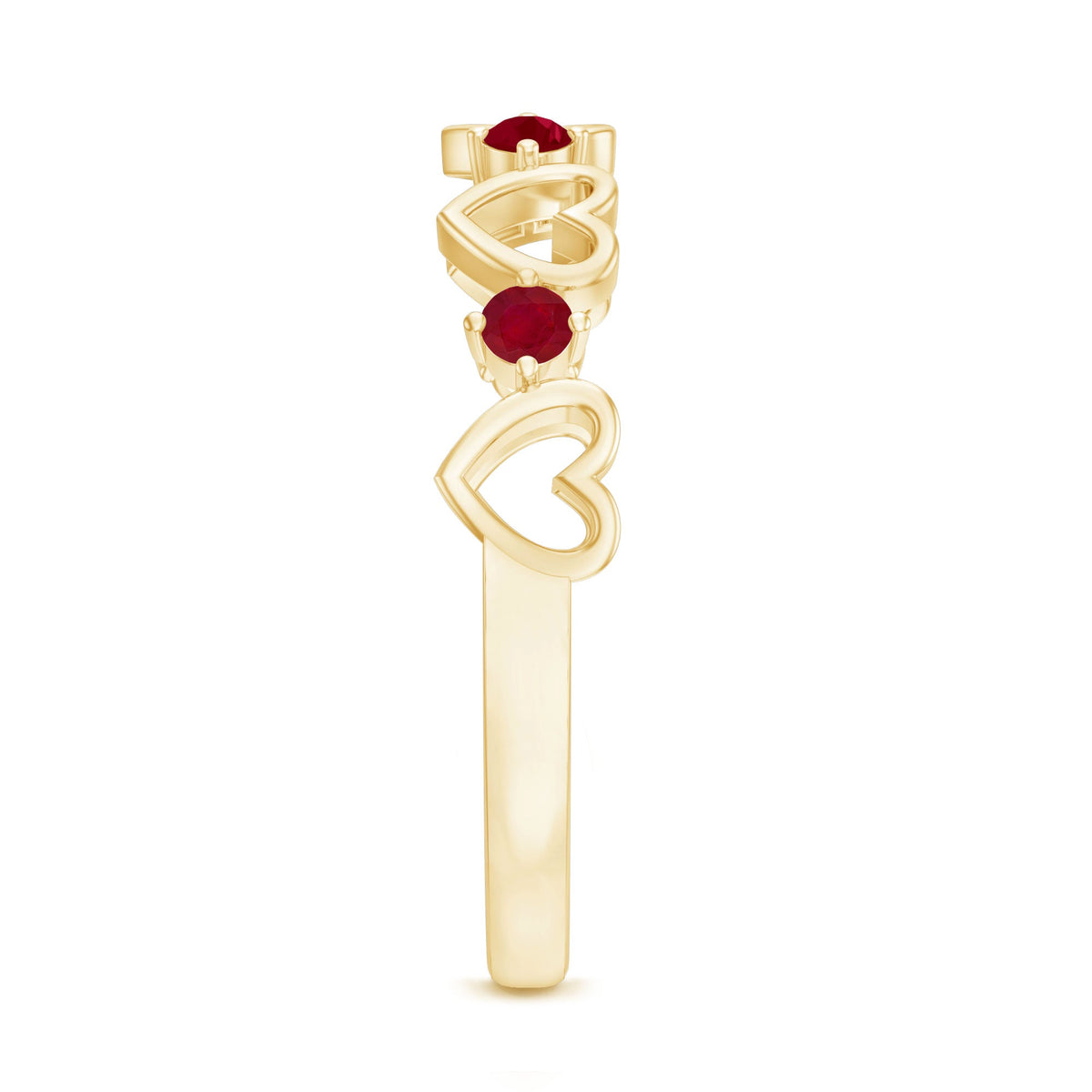 Natural ruby heart eternity ring for promise by Rosec Jewels, showcasing a delicate band with sparkling ruby heart accents.